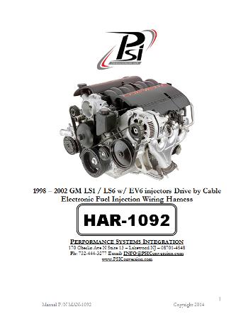 LS1 with EV6 Harness Instructions